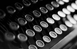 Close-up of vintage typewriter keys