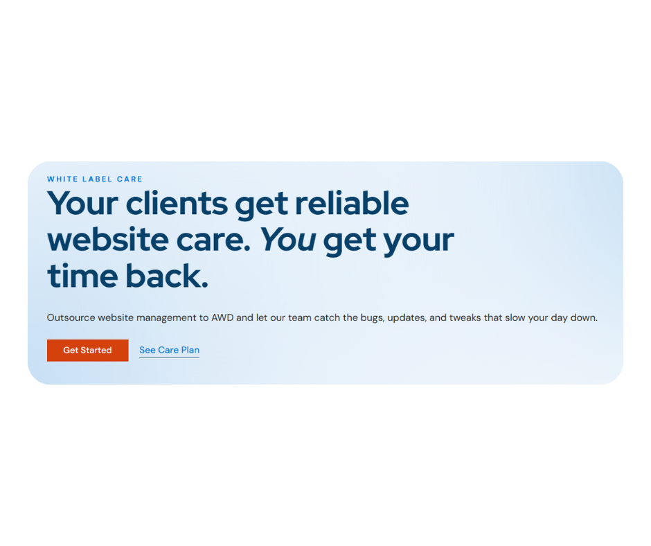 Website hero section after redesign