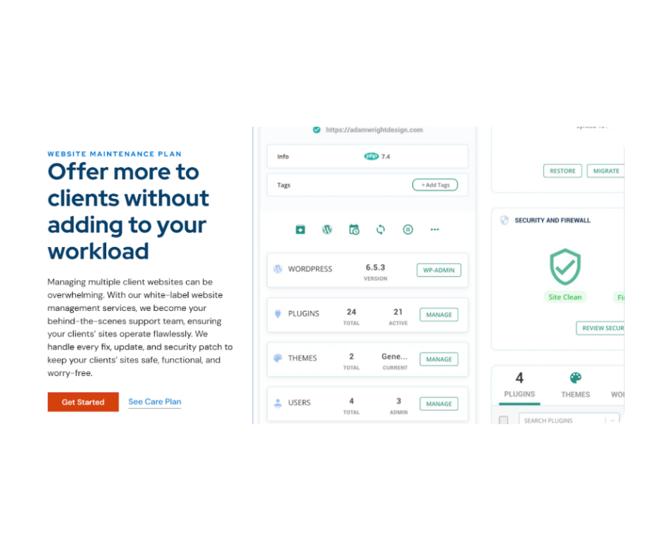 Maintenance dashboard section before redesign