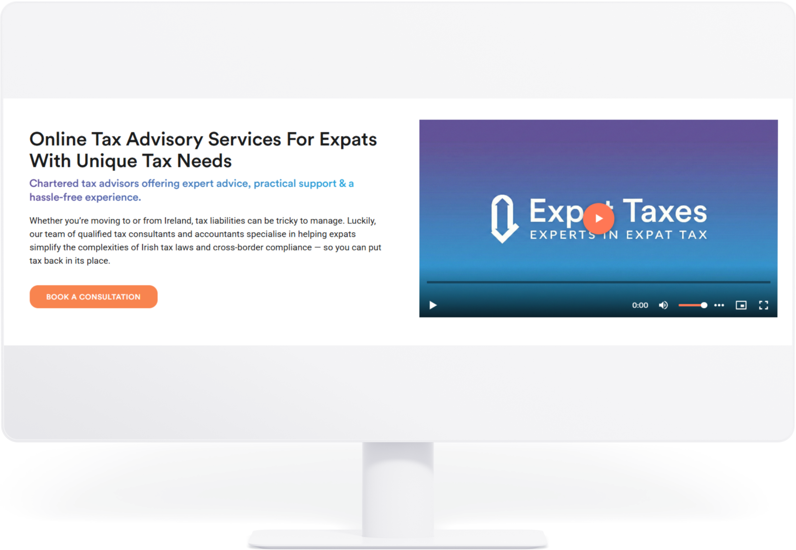 Expat Taxes blog page shown on a desktop monitor