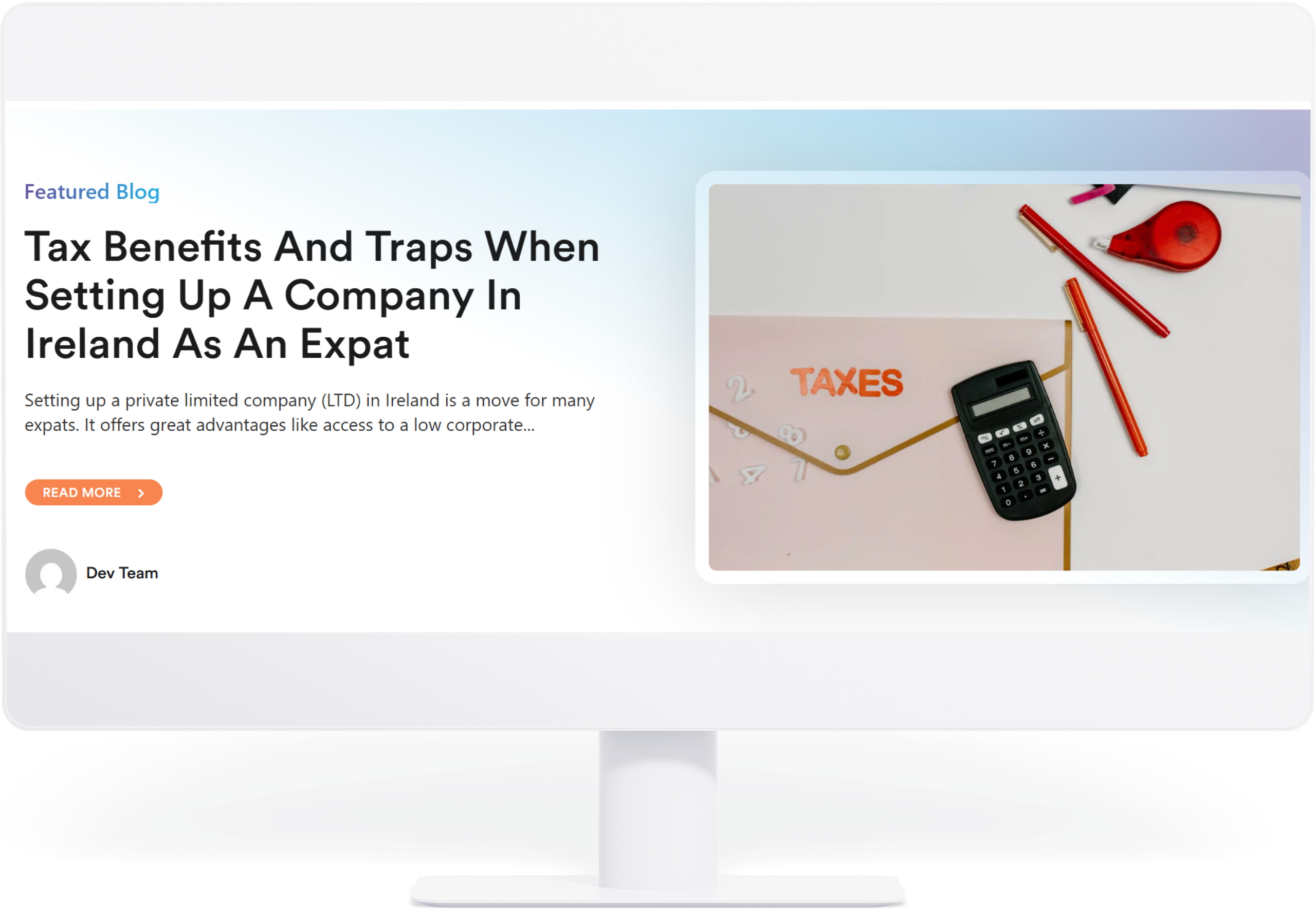 Expat Taxes blog article shown on a desktop monitor