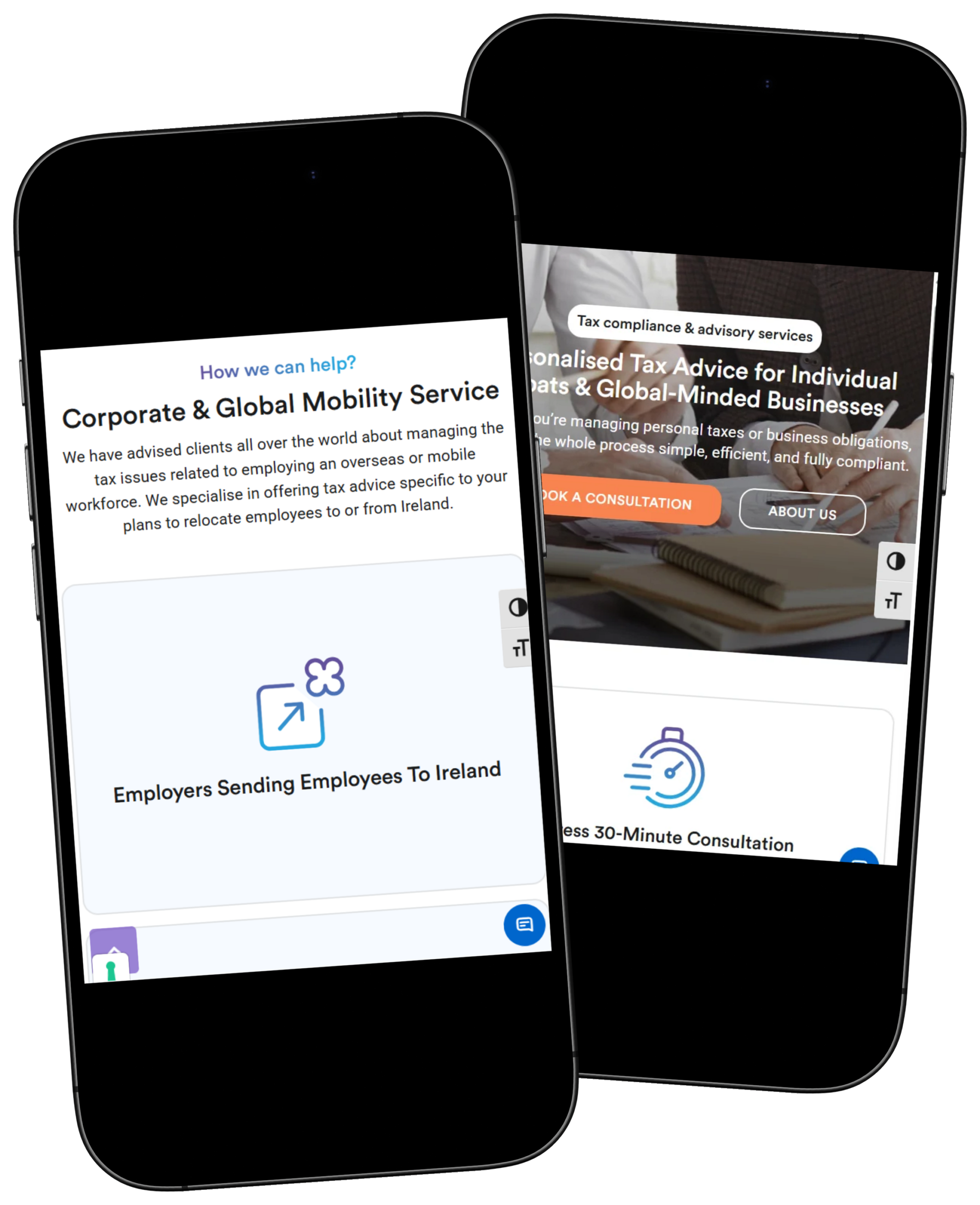 Expat Taxes website shown on two mobile phones